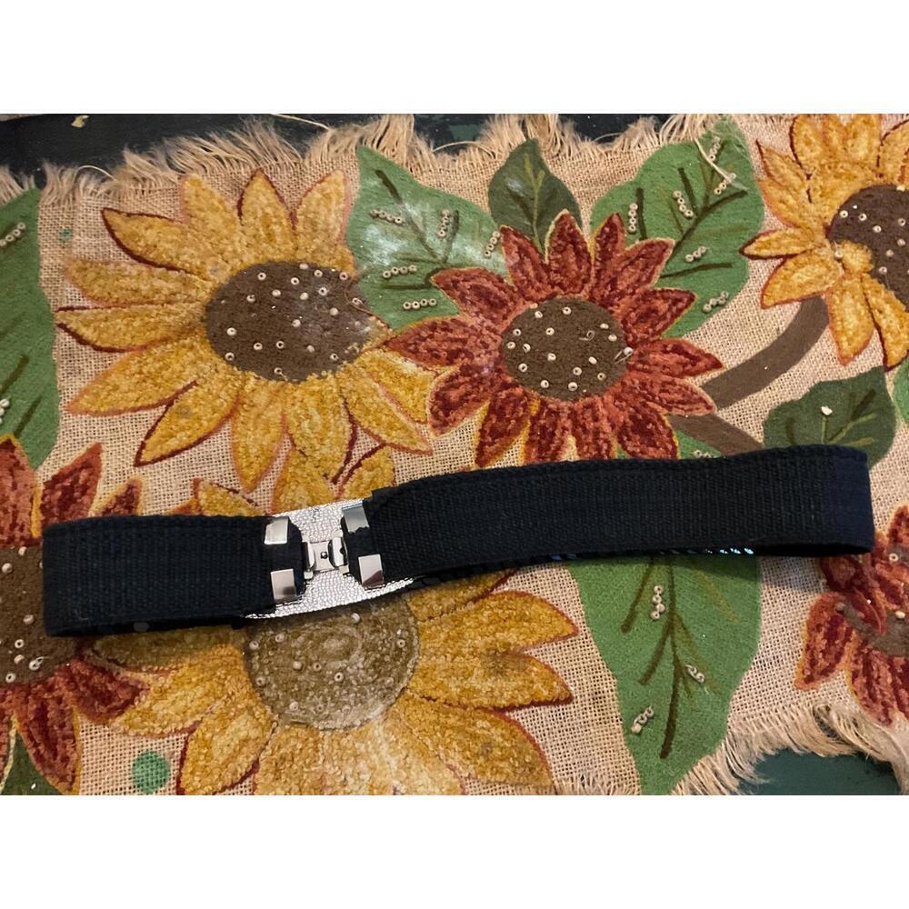 Vintage Elegant Black Sequined Belt with Decorative Silver Buckle - Picture 8 of 11